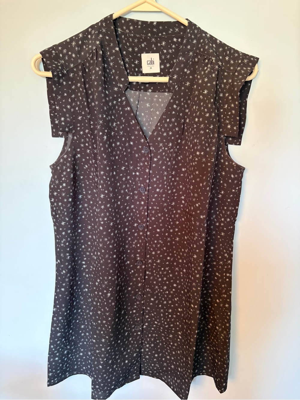 CAbi Black Star-Print Sleeveless Button-Down Top
